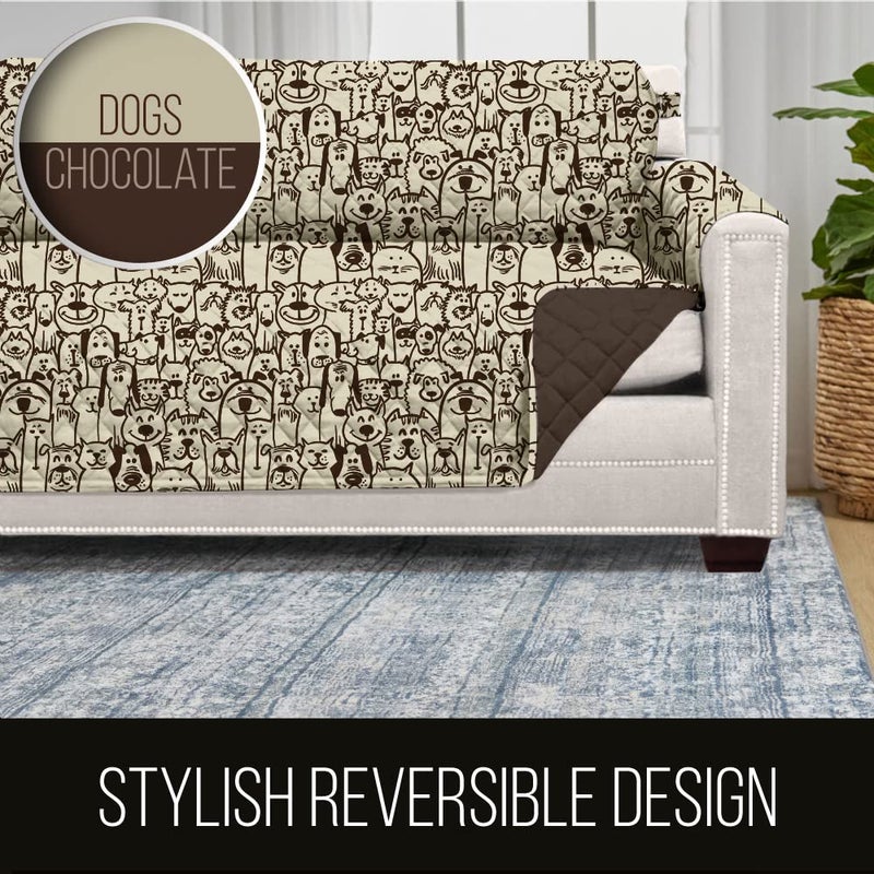 Sofa Shield Couch Slip Cover with Patented Strap, Cushion Protector, US Designed Reversible Stain and Dog Tear Resistant Slipcover, 70 inch Seat, Washable Covers for Dogs Pets, Chocolate - Image 5